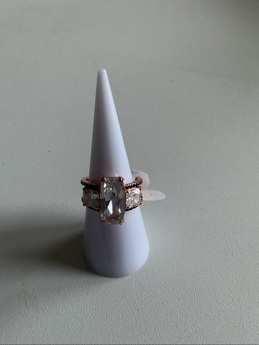 bp Rose Gold Triple-Cut Clear Stone Ring